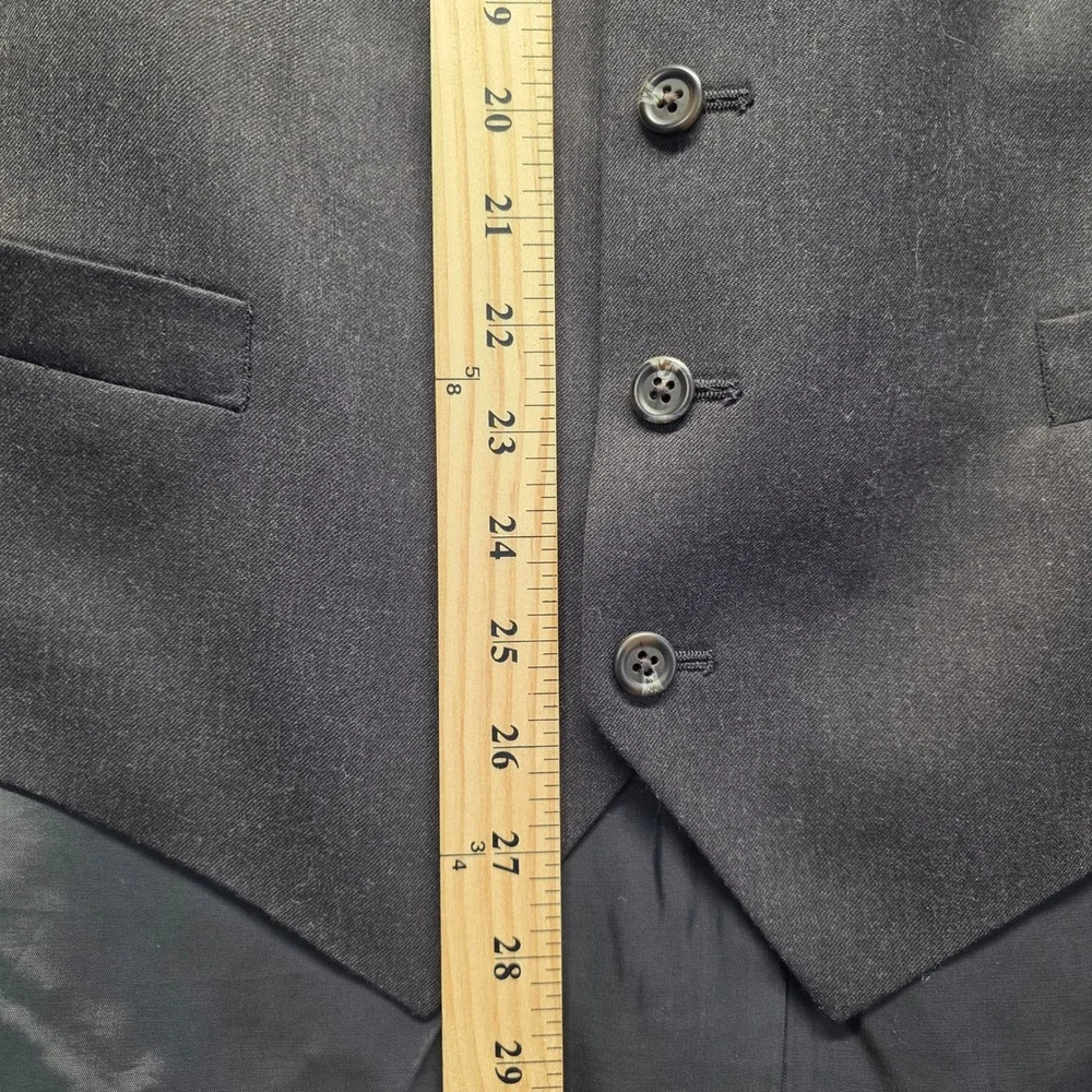 Lauren Ralph Lauren 48R Charcoal Grey‎ Black Wool 3 Button Blazer Jacket Vest